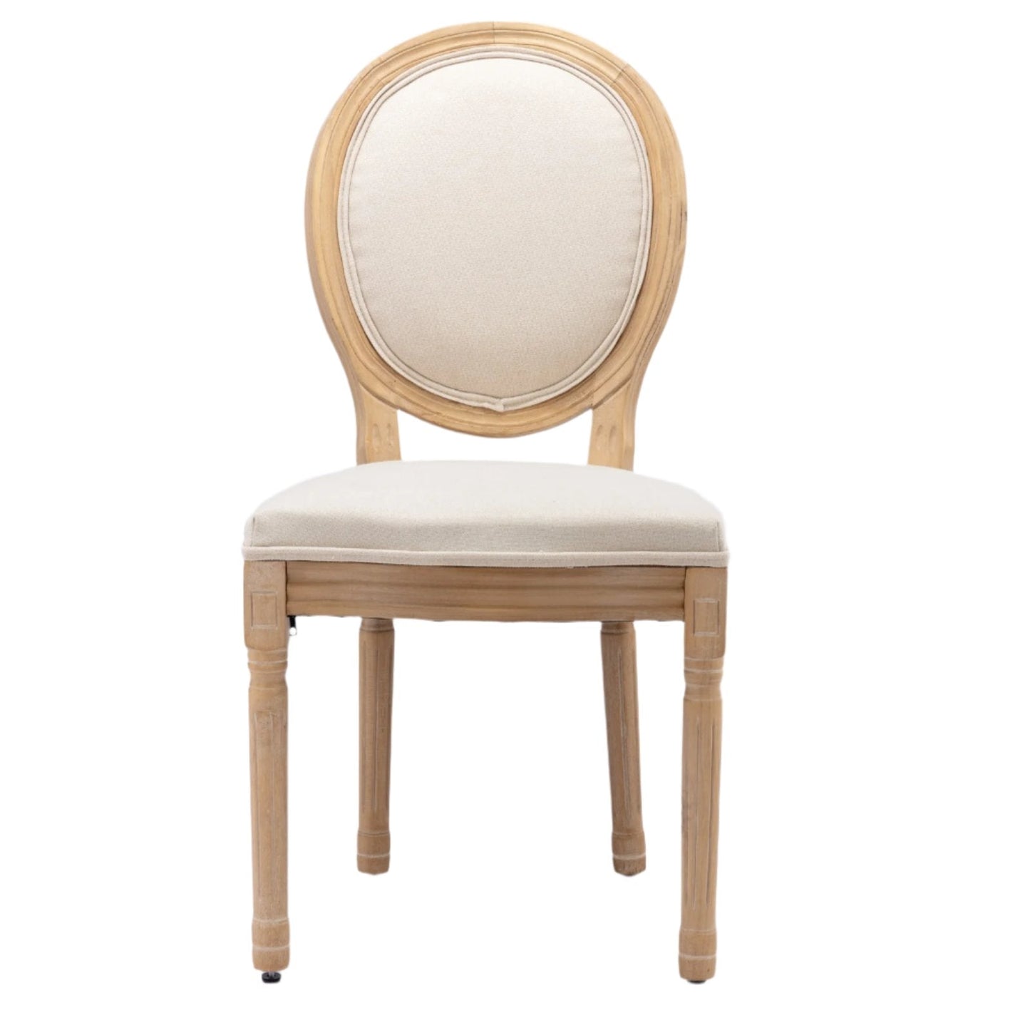 Upholstered Dining Chair with Round Back and Solid Wood Frame, Set of 2