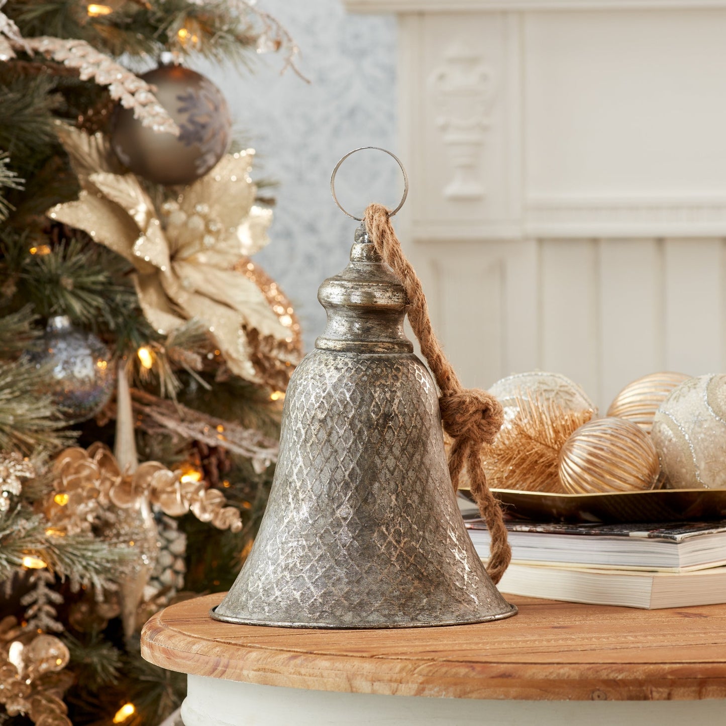 Rustic Metal Bell Ornament, Set of 2