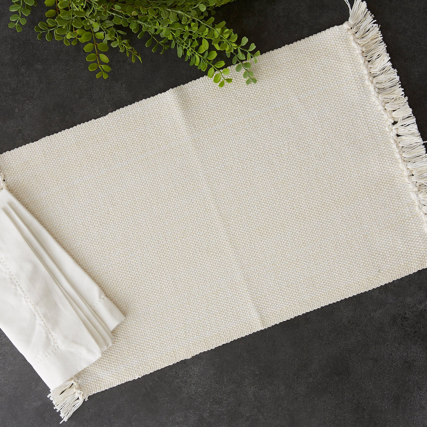 Variegated Fringe 13X19" Nautical Blue Cotton Placemat Set Of 6