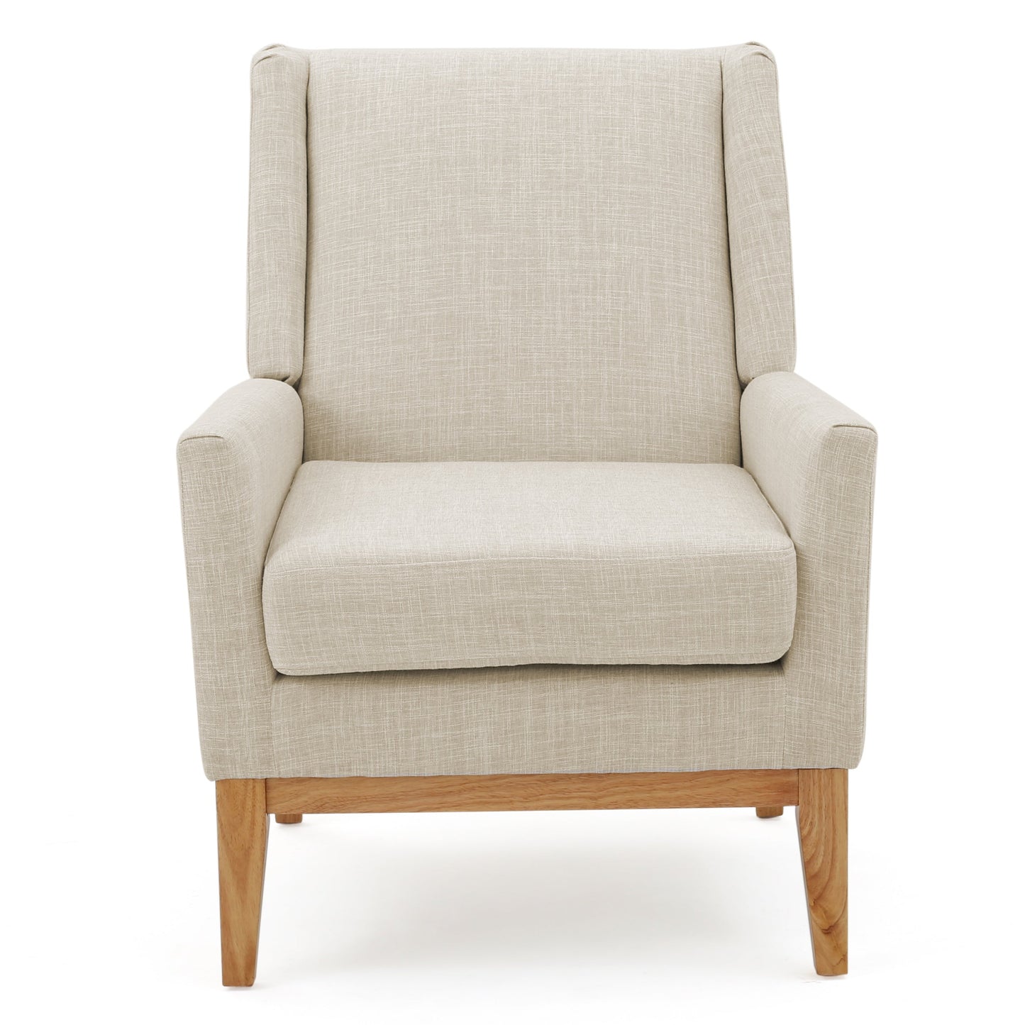 Dimensionality Upholstered Accent Chair with Wing Back and Wood Legs
