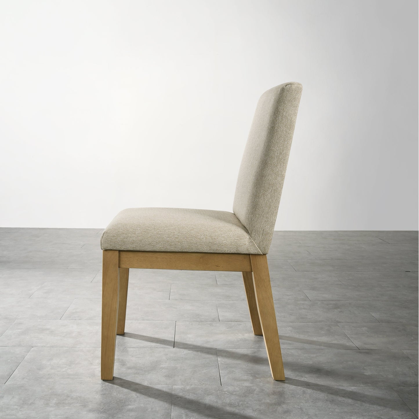 Upholstered Dining Chair with Solid Back and Wood Frame, Set of 2