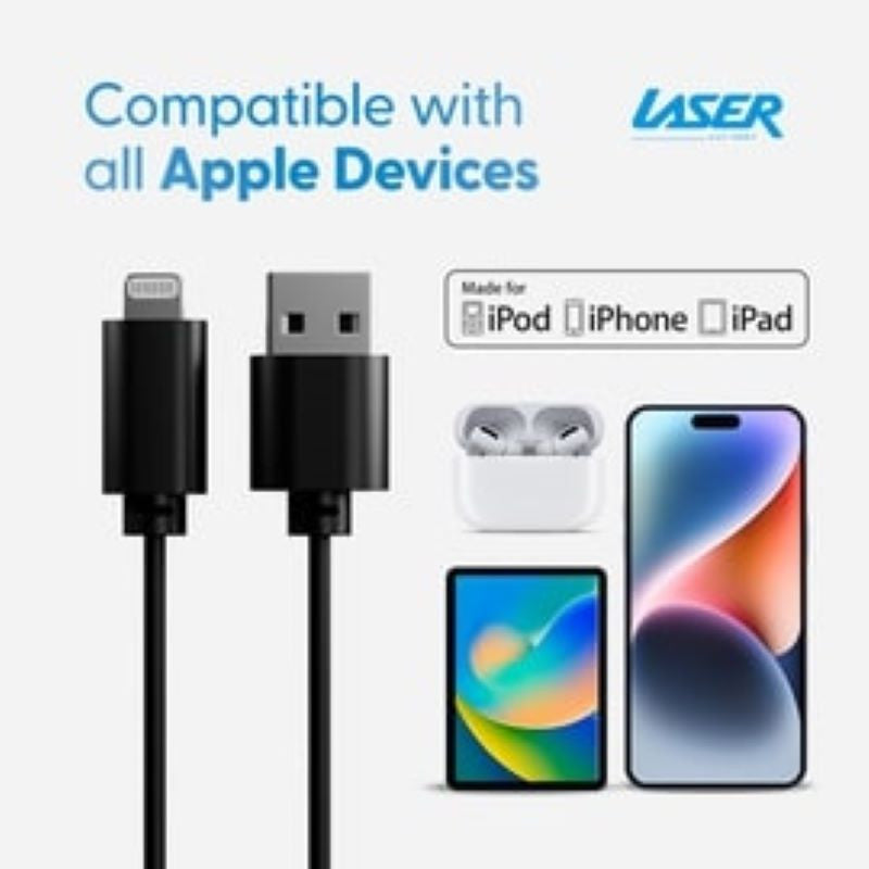 Laser 2m (2-pack) MFi Lightning Cable (Black)