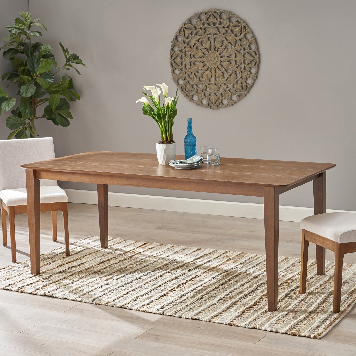 Solid Wood Dining Table with Square Legs