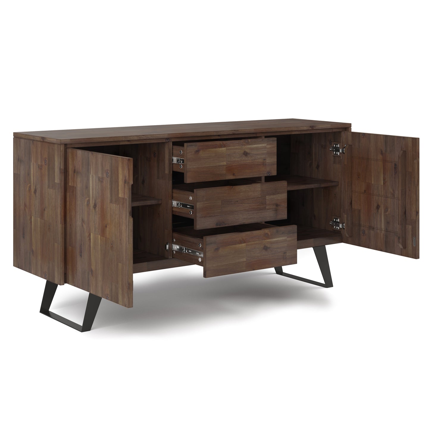 Peak 2-Door Buffet Cabinet with 3 Drawers and Metal Angled Legs