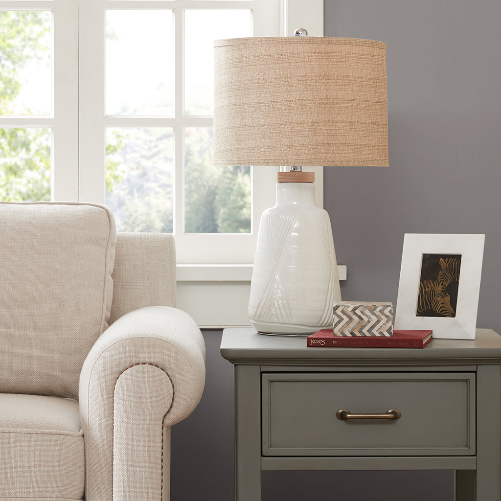 Table Lamp with Round Finial and Ceramic Base