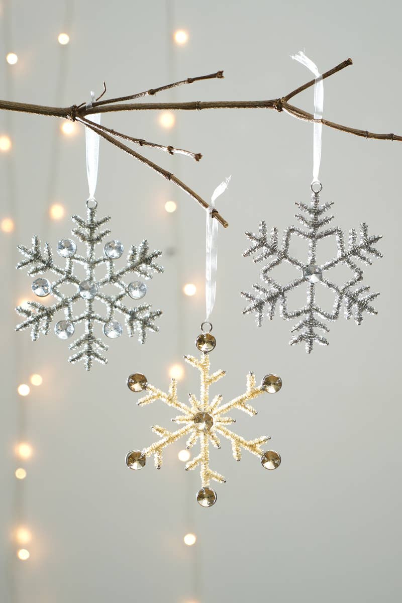 Hanging Snow Flake Ornaments, Set of 3