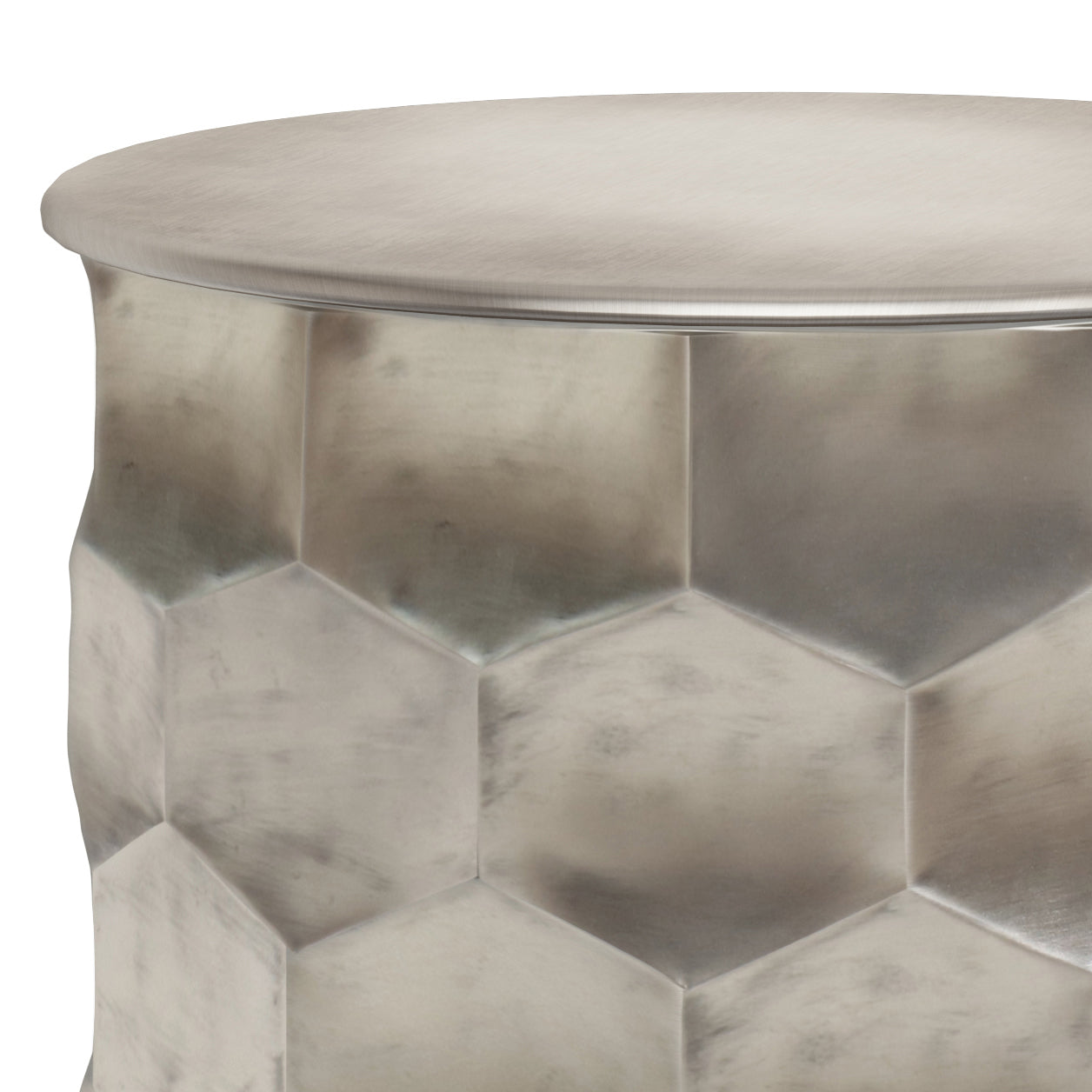 Opalescence Metal Side Table with Removable Round Top and Honey Comb Design