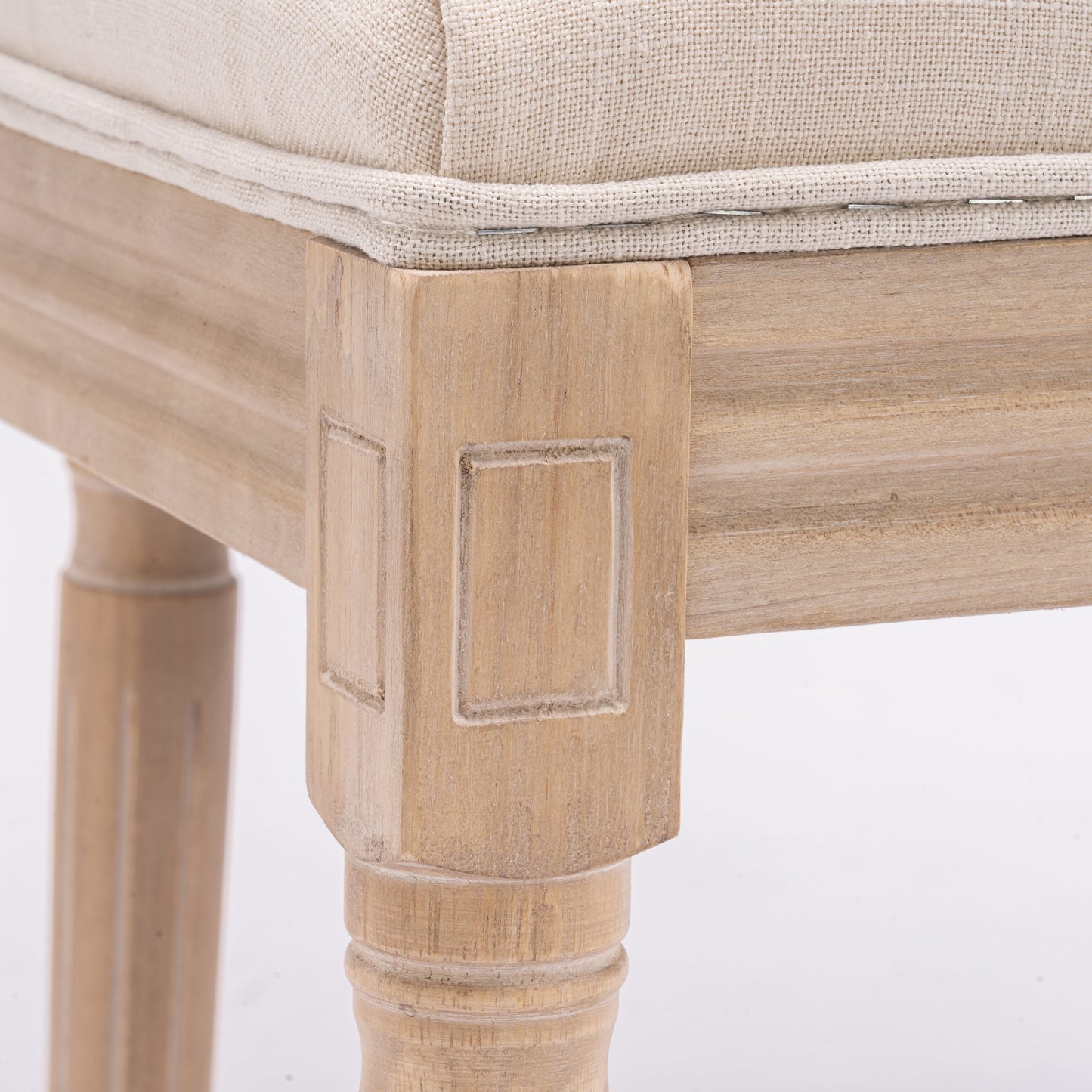 Upholstered Dining Chair with Square Back and Solid Wood Frame, Set of 2