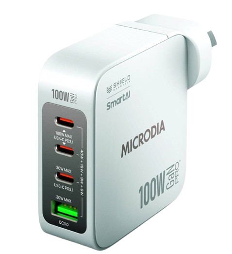 Microdia SmartCube Nano 100W 4 Port GaN Wall Charger (White)