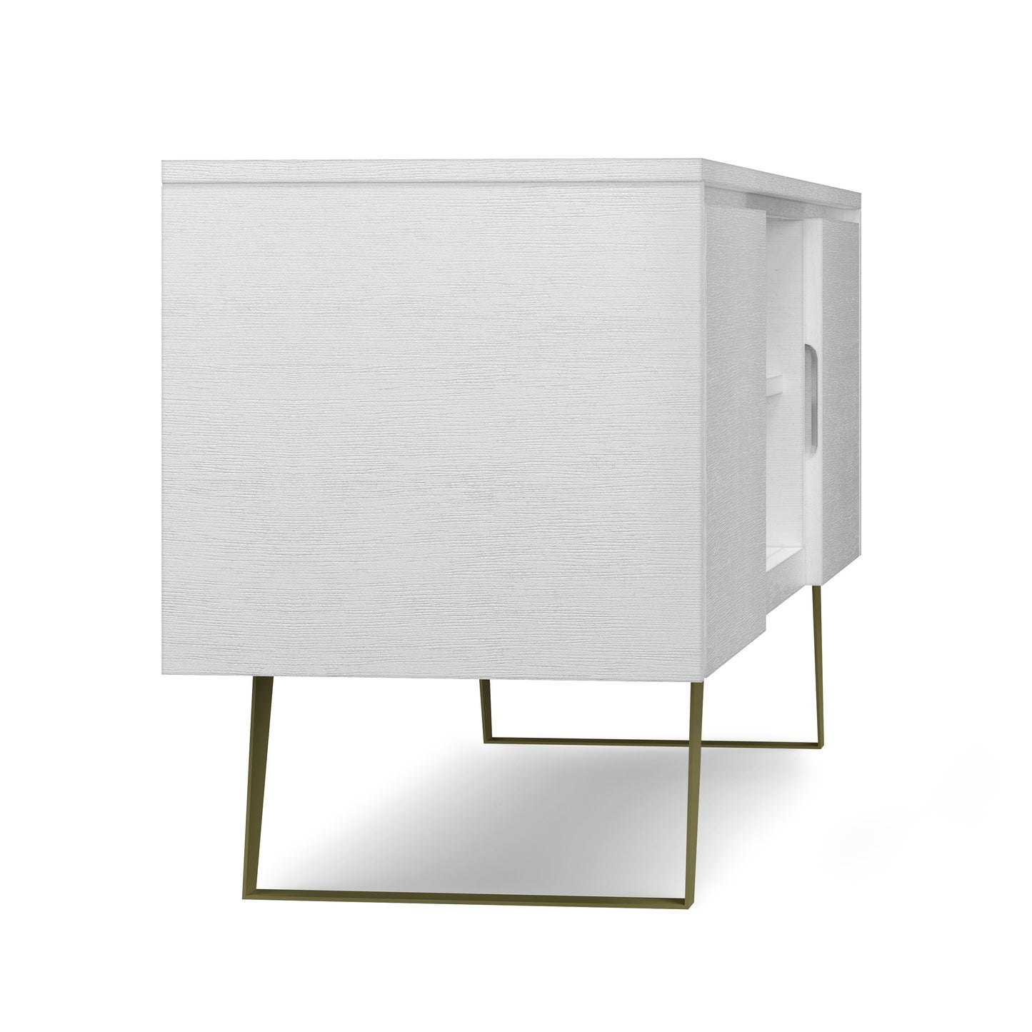 Pioneer TV Stand for TVs Up To 70 Inches with 2 Side Doors, Open Central Shelves and Metal Angled Legs