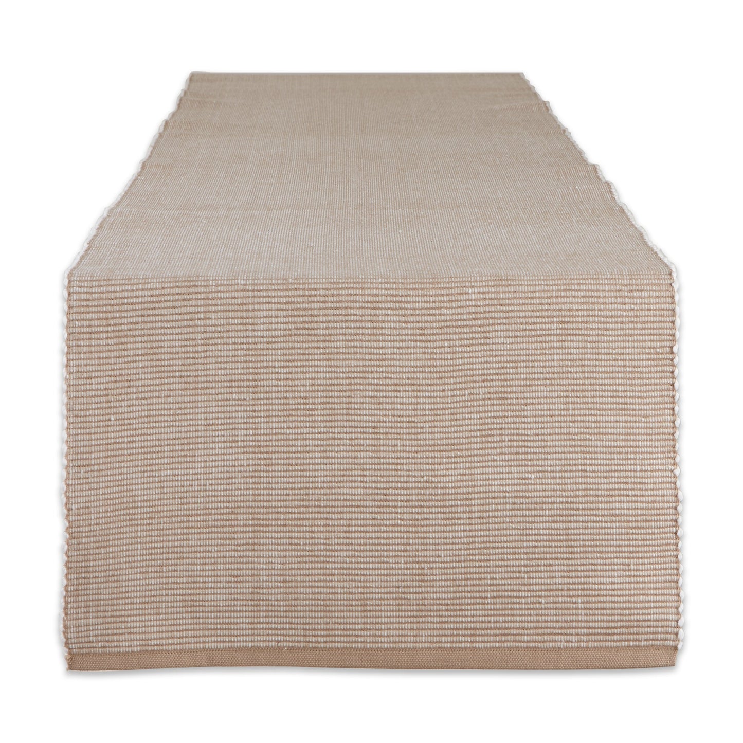 Stone/White 2-Tone Ribbed Table Runner 13X72