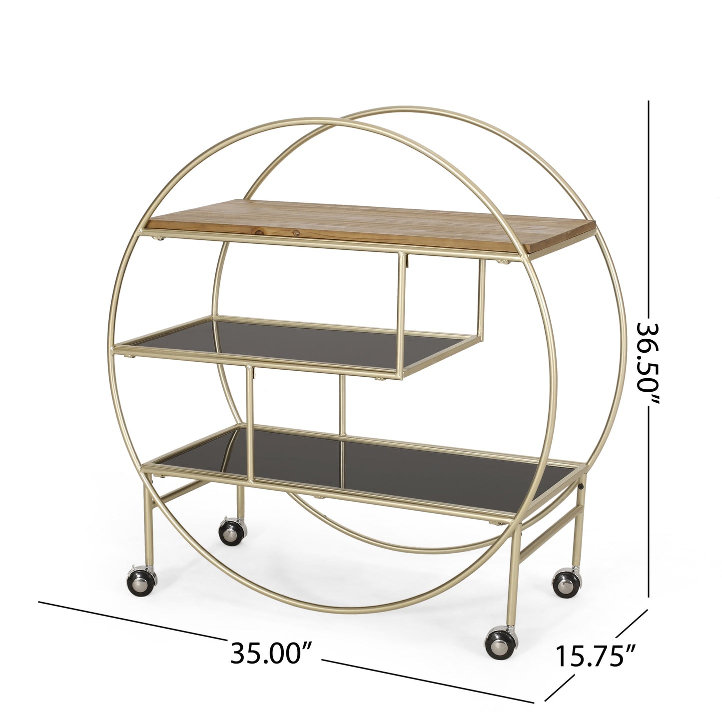 Round Shelf with Iron Frame and 3 Shelves