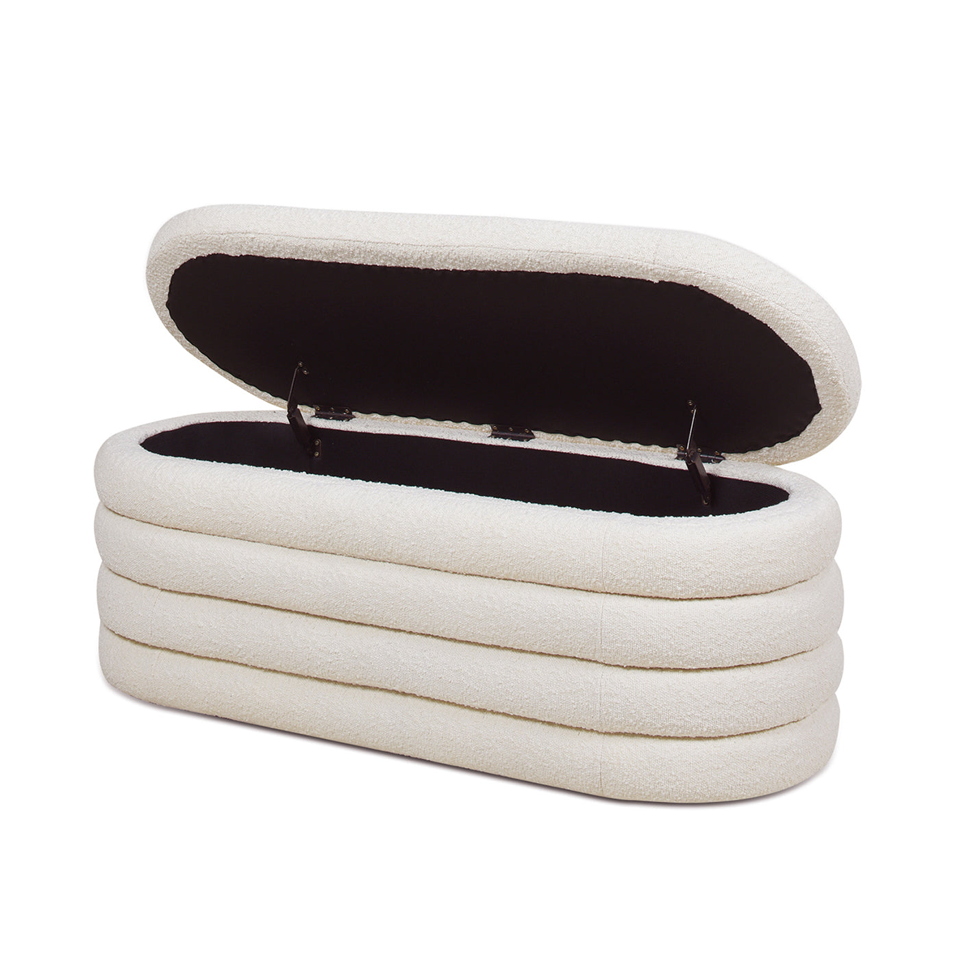 Capstone Oval Lid-Up Upholstered Storage Bench with Horizontal Tufting