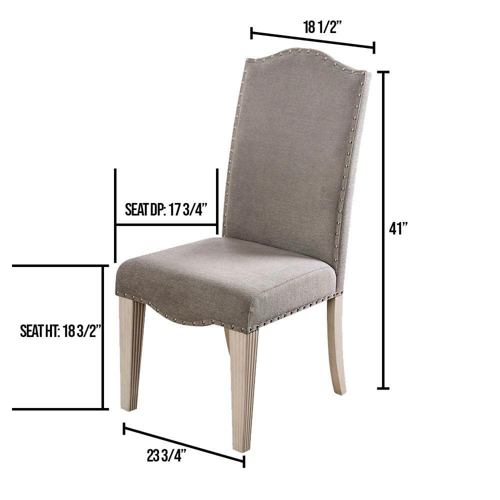 Upholstered Dining Chair with Nailhead Trim and Camel Back, Set of 2