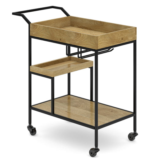29" Bar Cart with Tray Top and Caster Wheels