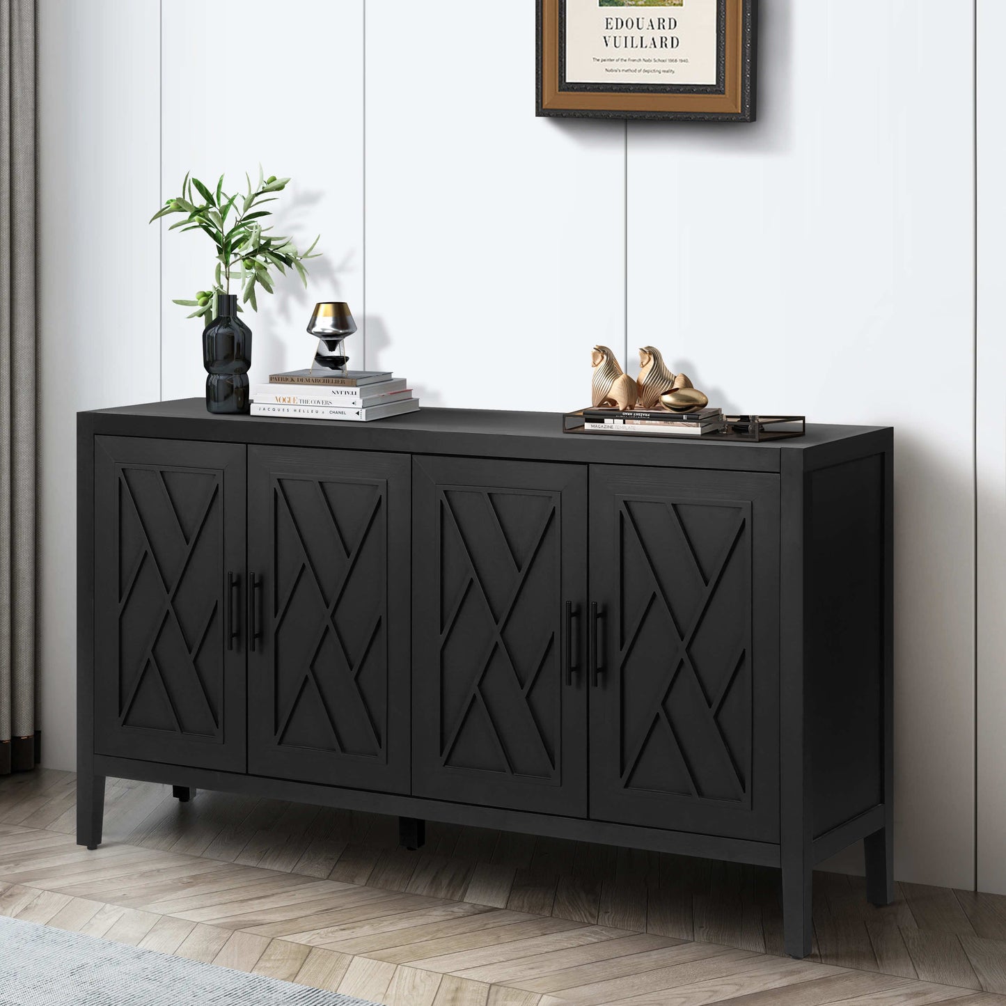 Arcanine 60" Sideboard with 4 Doors and Adjustable Shelves