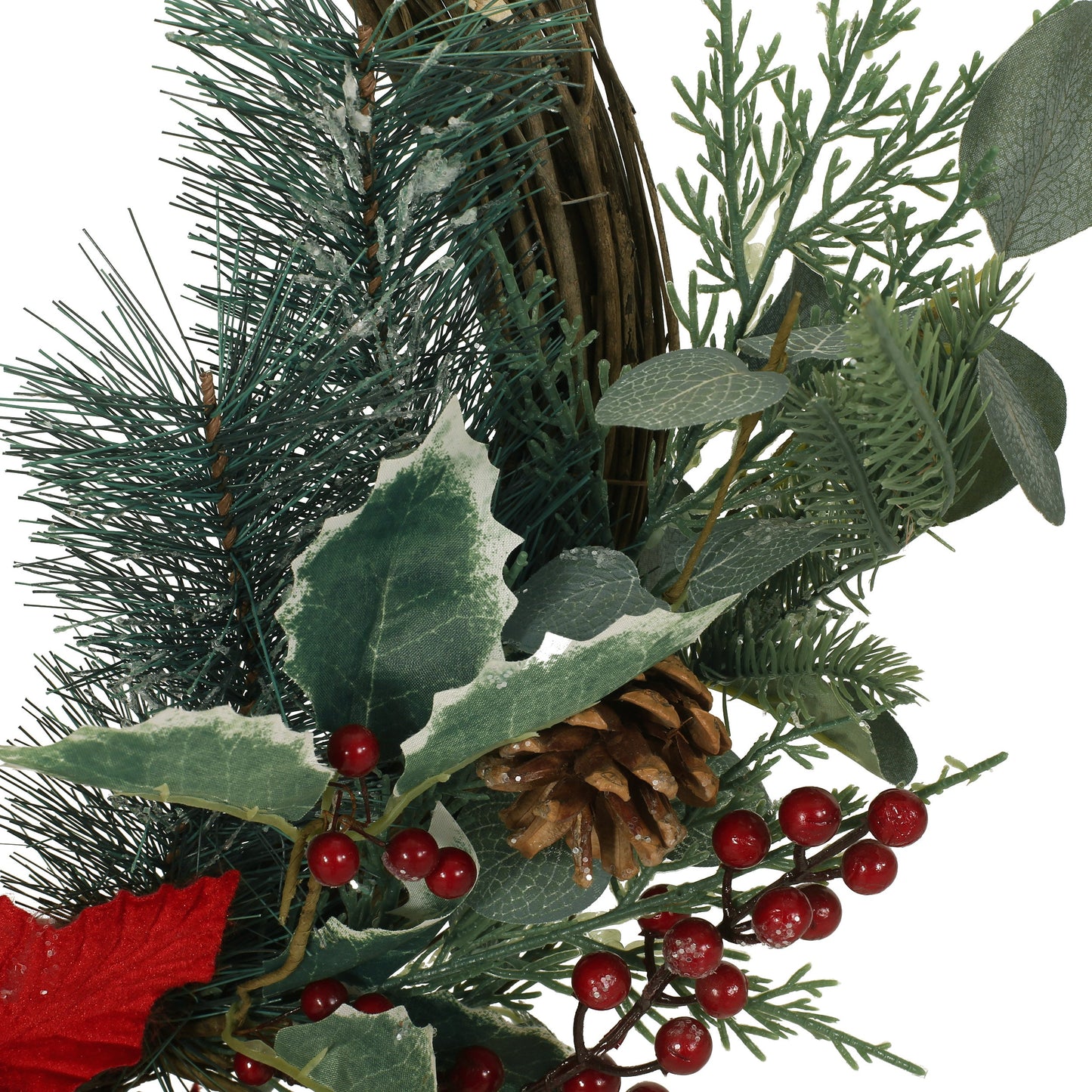 Ulwen 23.5-inch Poinsettia/Berry/Eucalyptus Half Wreath