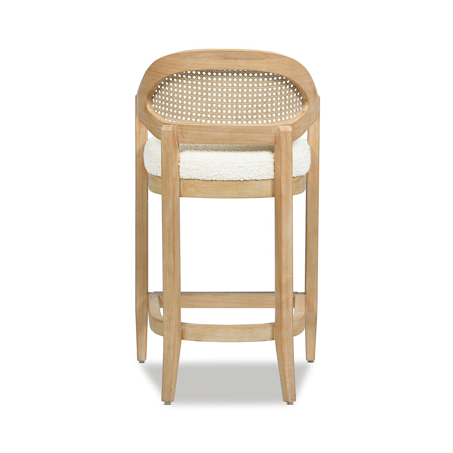 Pyrla 26" Upholstered Counter Stool with Curved Cane Back and Wood Legs