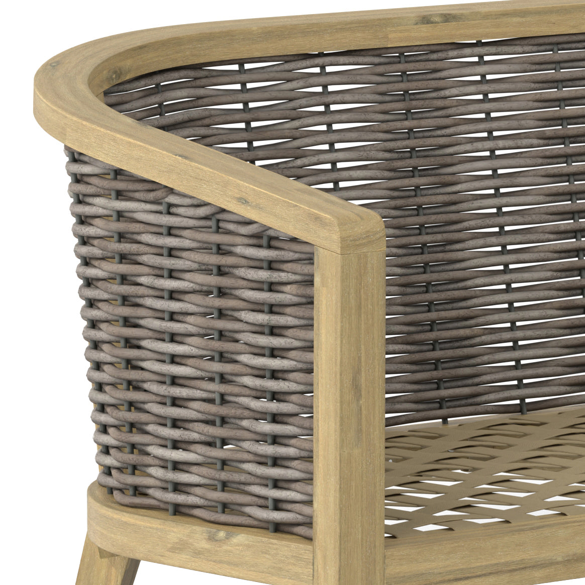 Outdoor Hand-Woven Rattan Sofa with Curved Frame