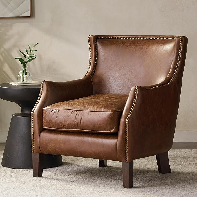 Upholstered Single Sofa with Nailhead Trim