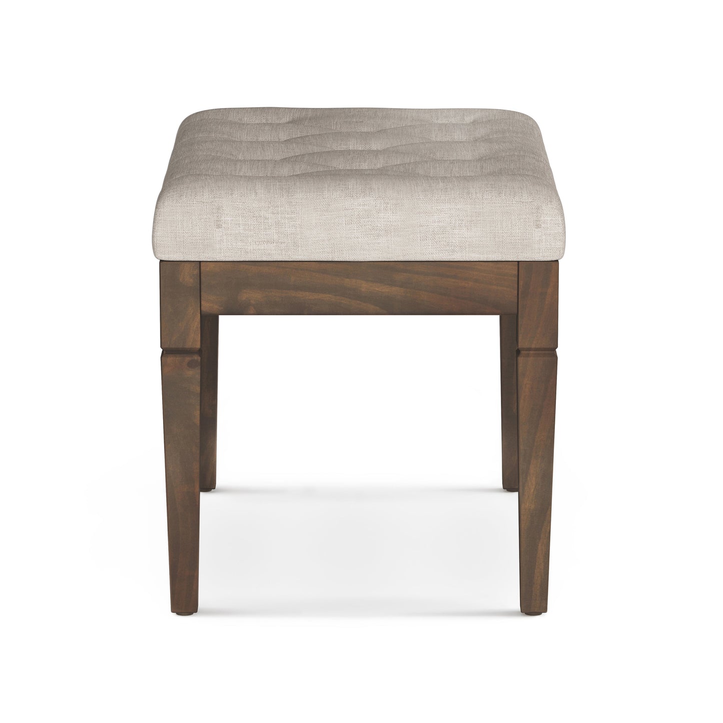 Flourishing Small Upholstered Tufted Ottoman Bench with Carved Legs