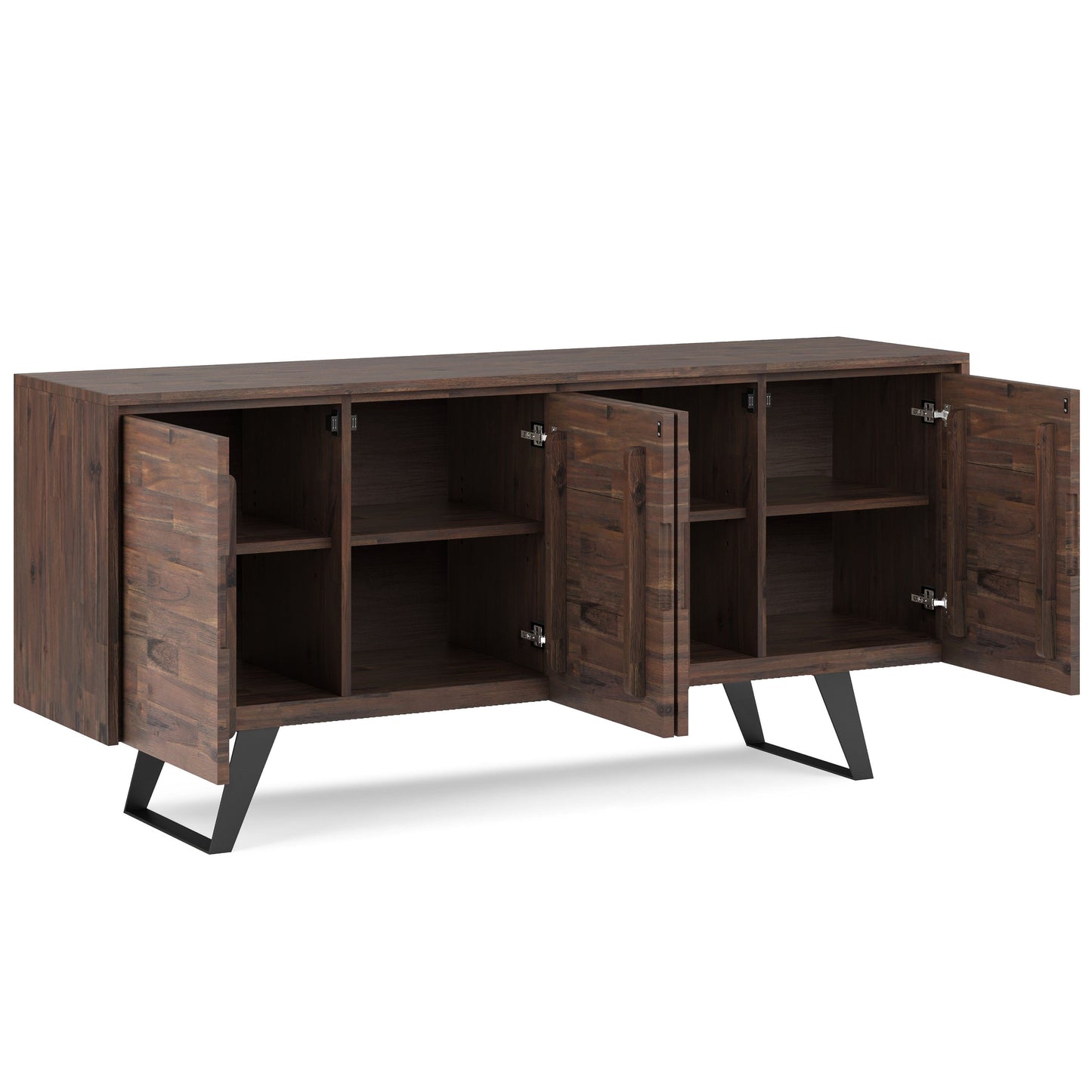 Passage 4-Door Buffet Cabinet with 4 Adjustable Shelves and Metal Angled Legs