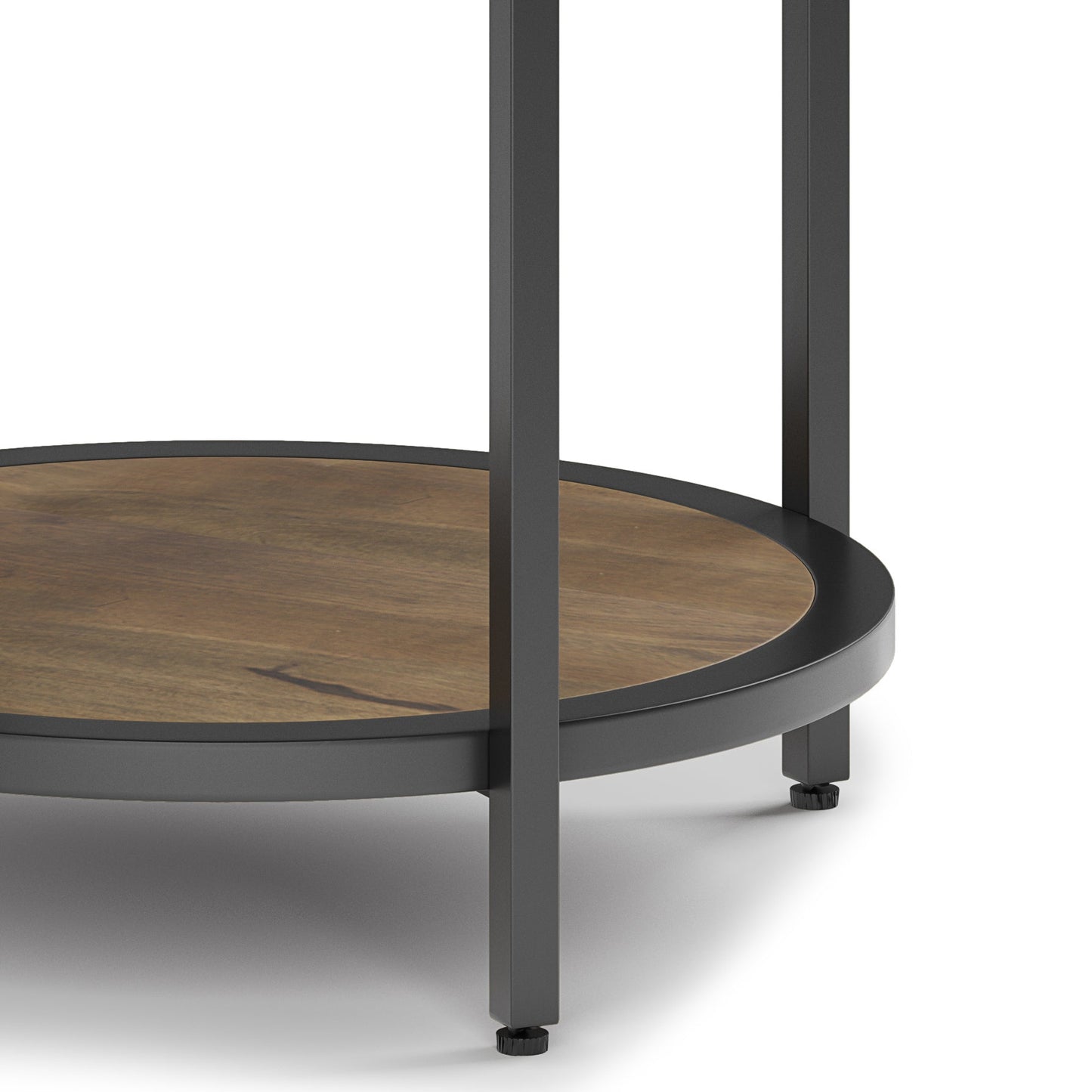 Grit Round Side Table with Open Bottom Shelf and Metal Frame
