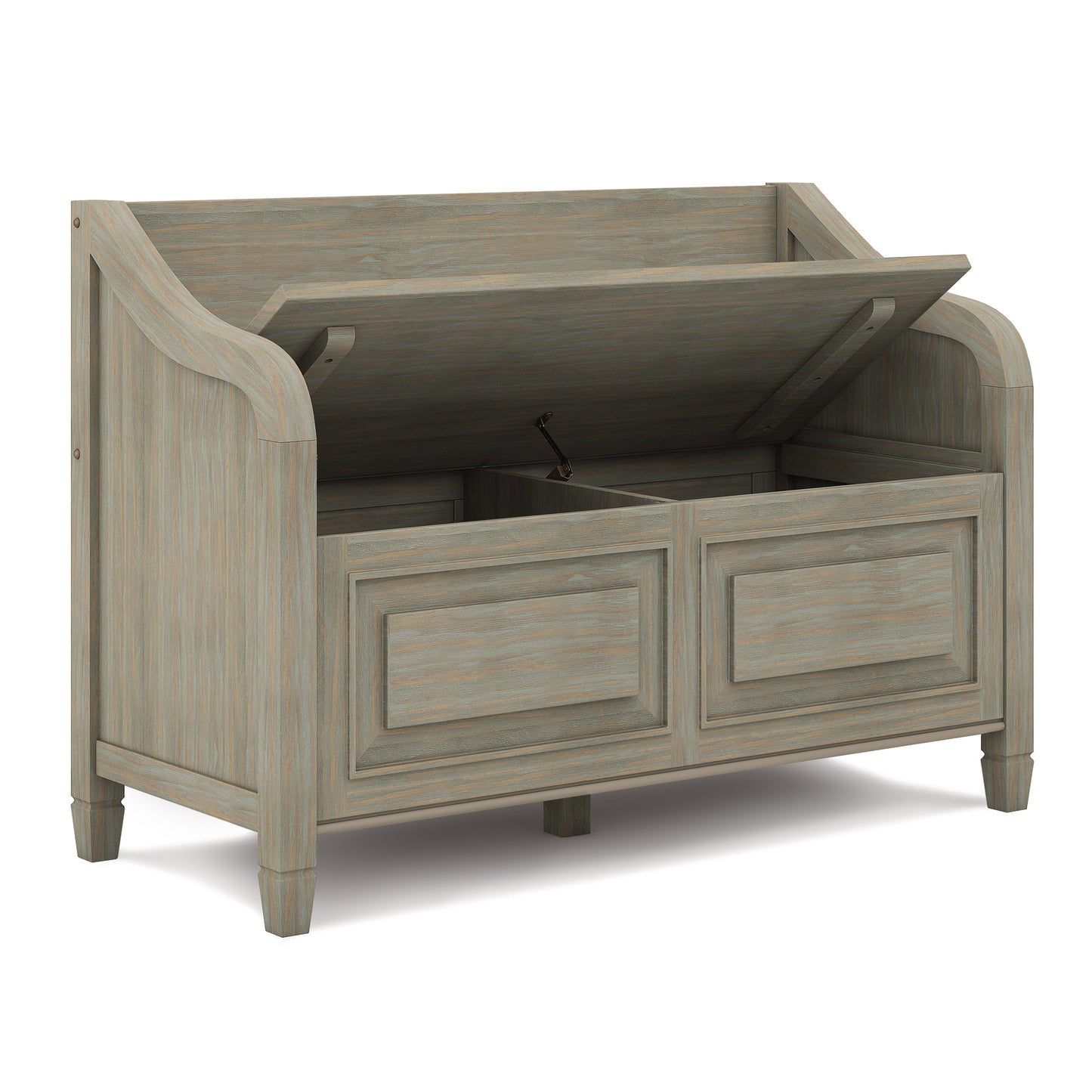 Lucidity Storage Bench with Lift-up Lids and Raised Panels