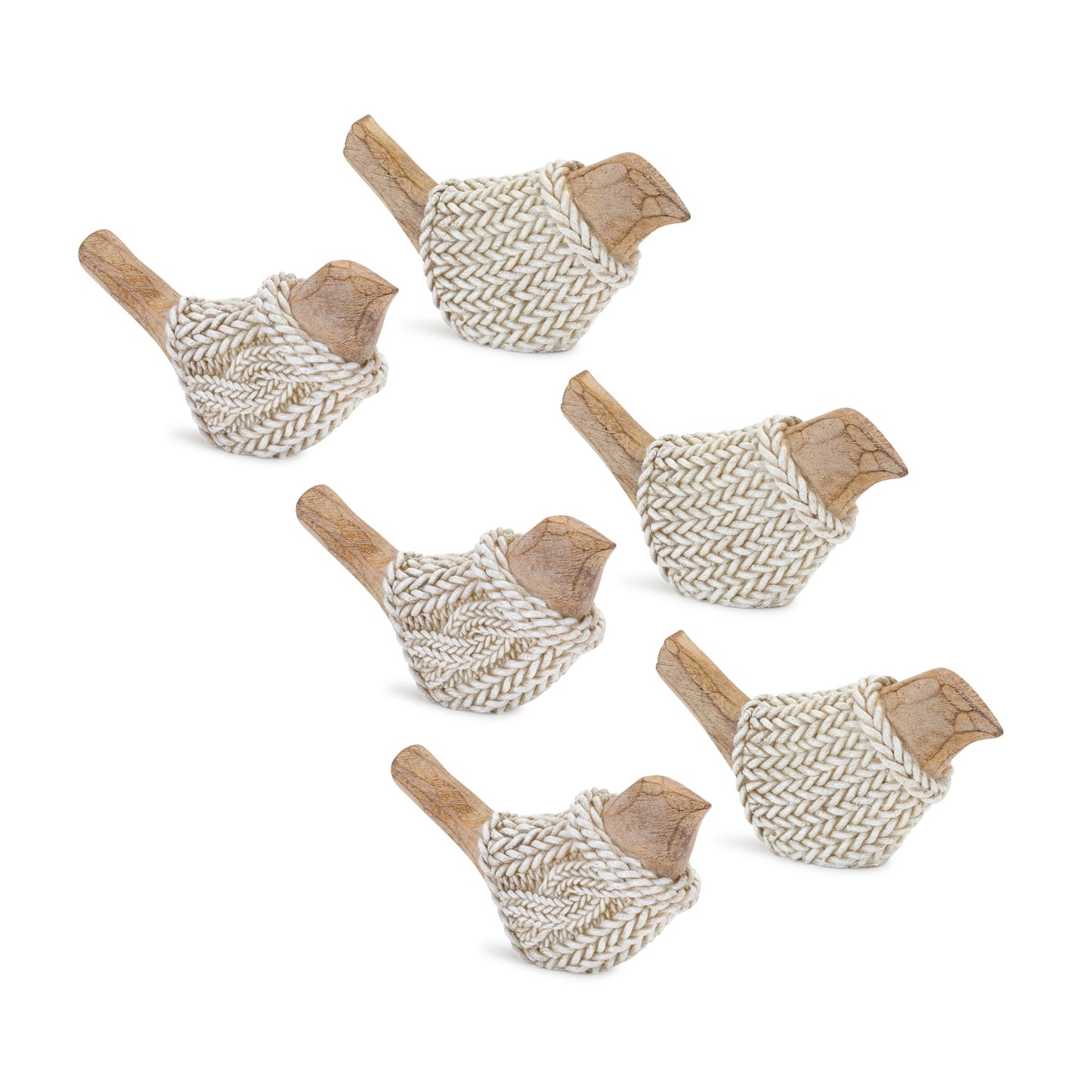 Holiday Bird Figurine with Woven Sweater, Set of 2
