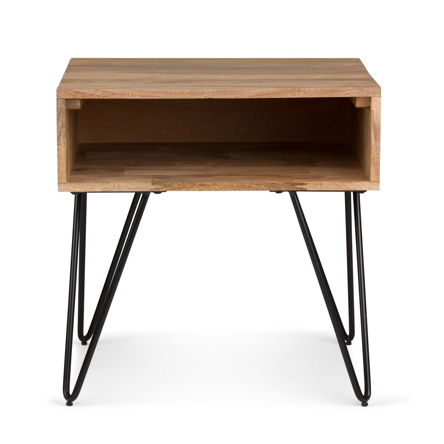 Side Table with Open Compartment and Hairpin Legs