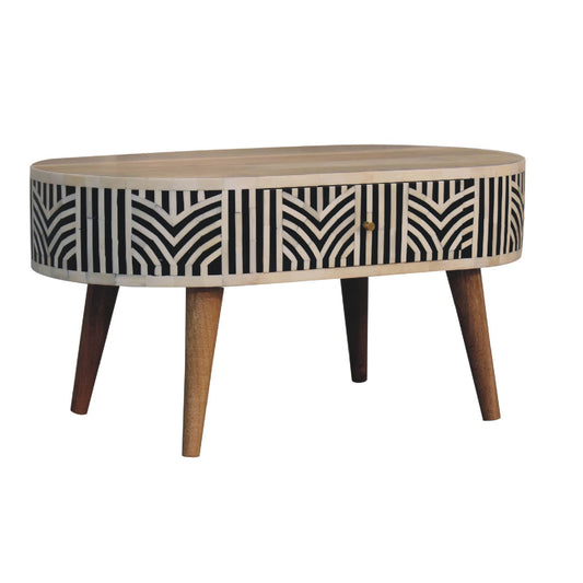 Blossomx Bone Inlay Coffee Table with 2 Drawers