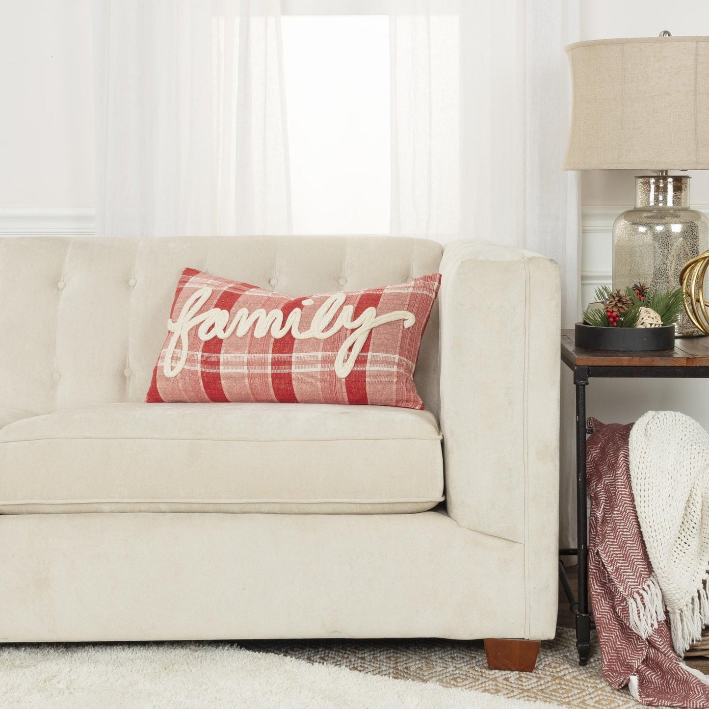 Woven Cotton Sentiment Decorative Throw Pillow