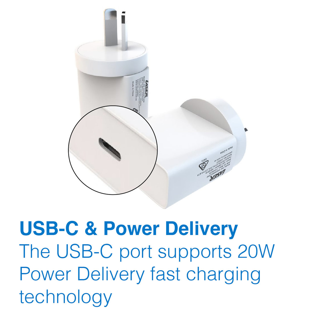 Laser ChargeCore USB-C 20W PD Wall charger