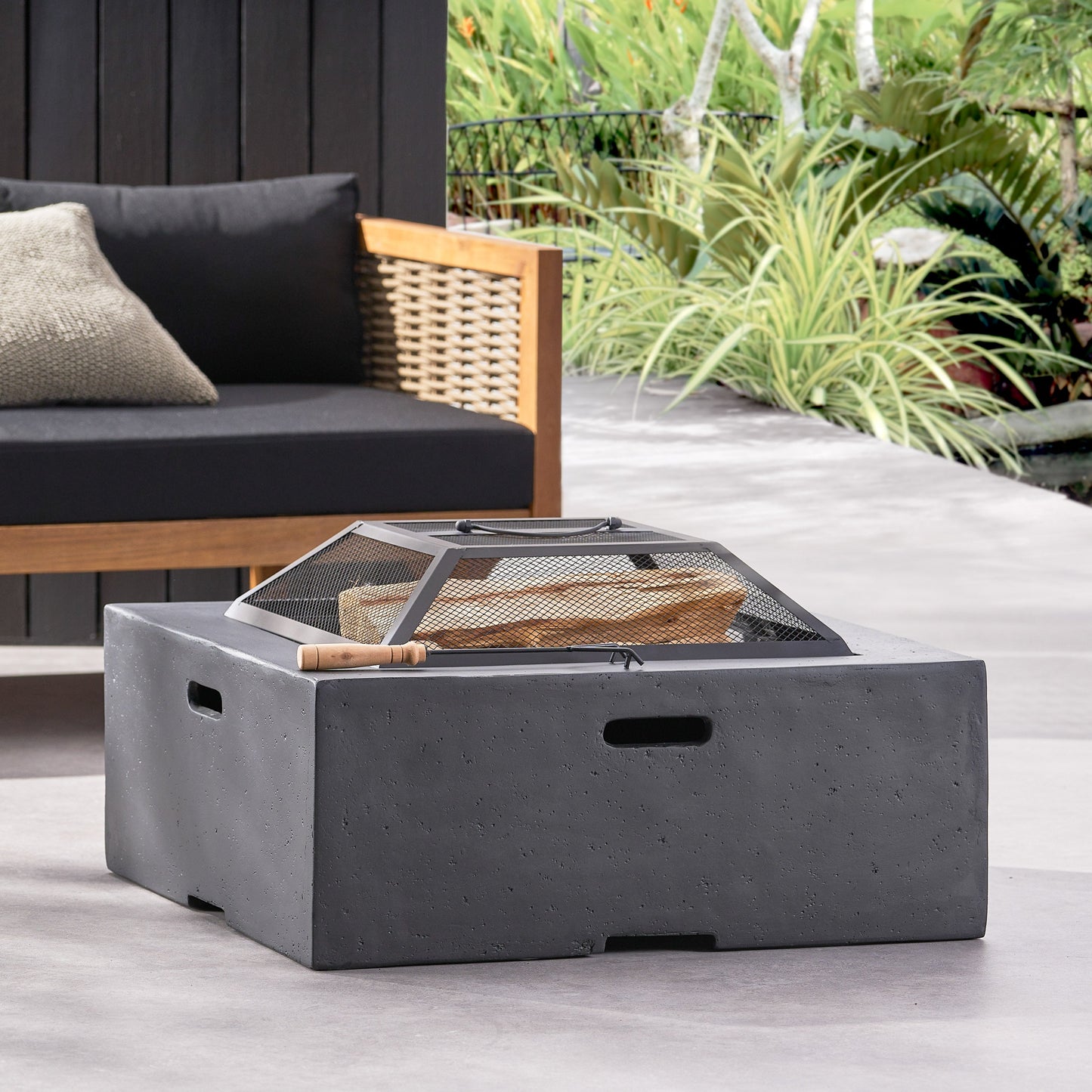 Outdoor Square Wood Burning Firepit