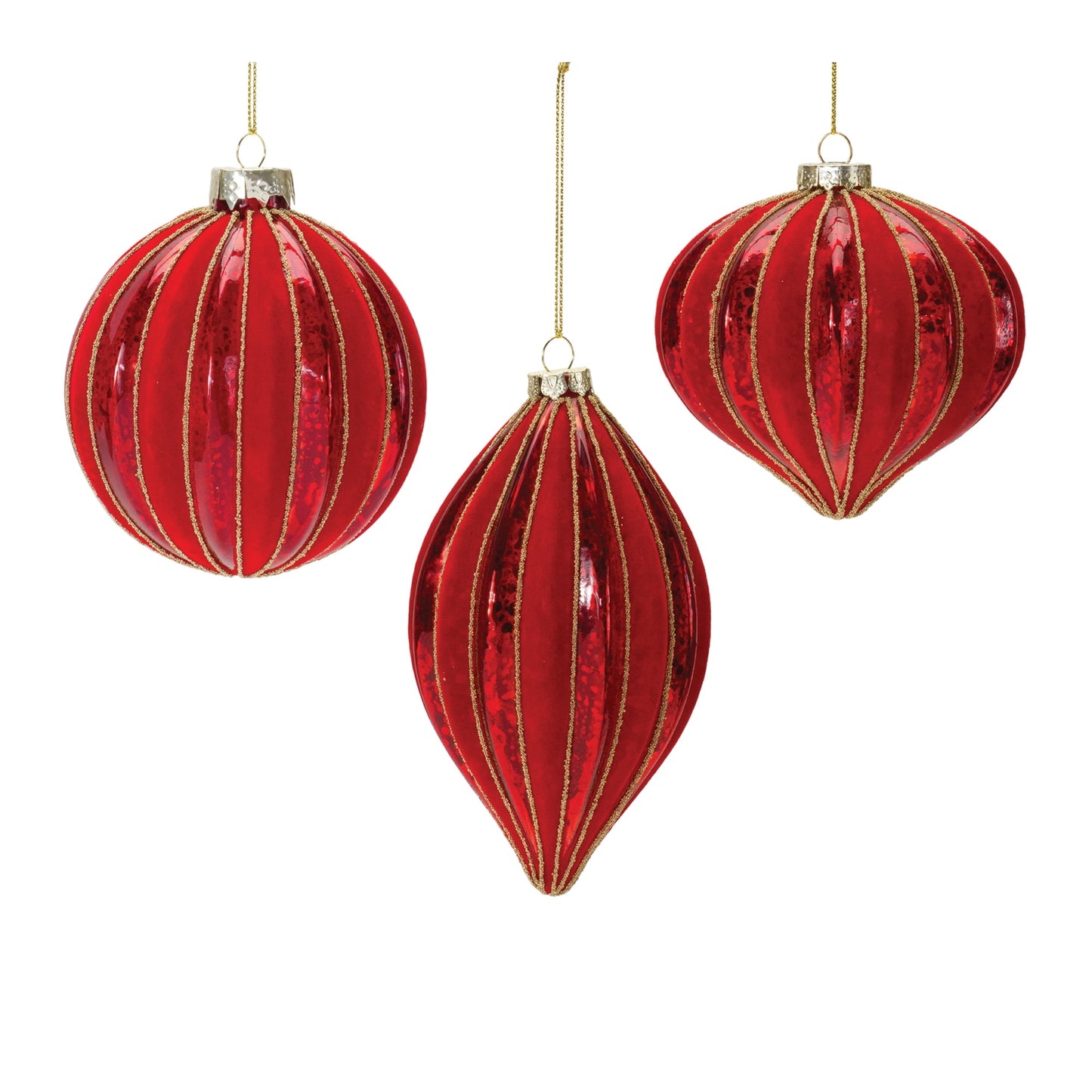 Ribbed Mercury Glass Ornament, Set of 6