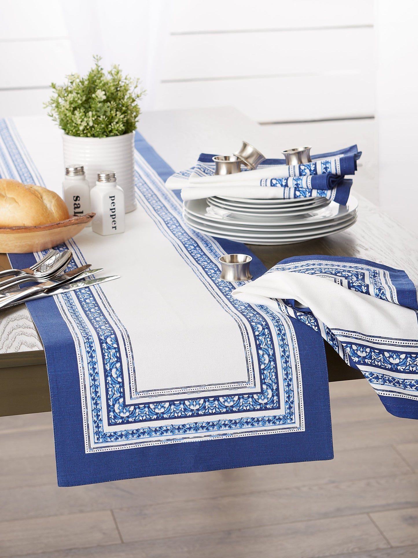 Porto Stripe Print Table Runner 14X72