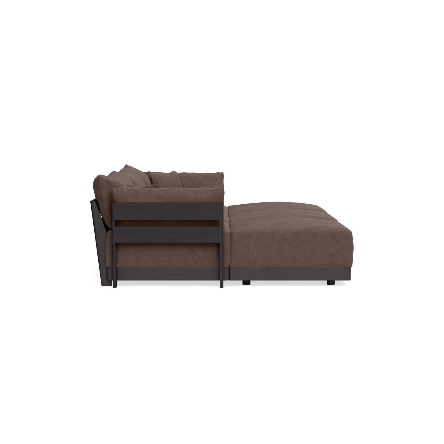 Modular Bondi Black 3-Seater Daybed Sofa Sectional in Chocolate | Memory Foam Blend
