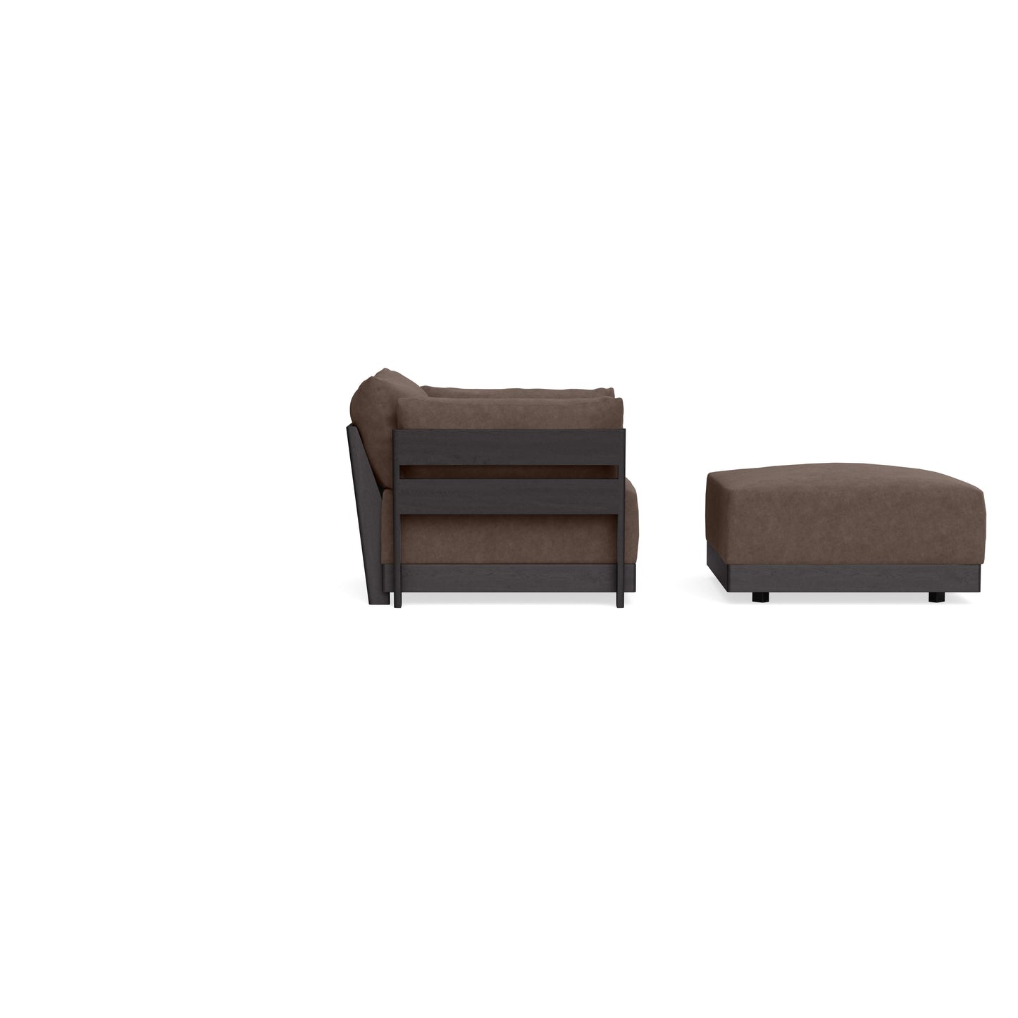 Modular Bondi Black Armchair + Ottoman in Chocolate | Classic Blend