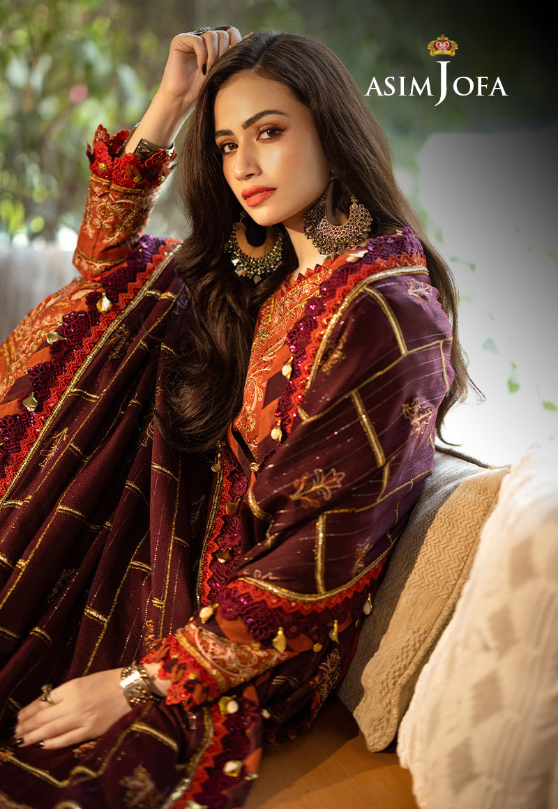 AJKTP-09 EMBROIDERED SELF TWILL 3 PCS STITCHED