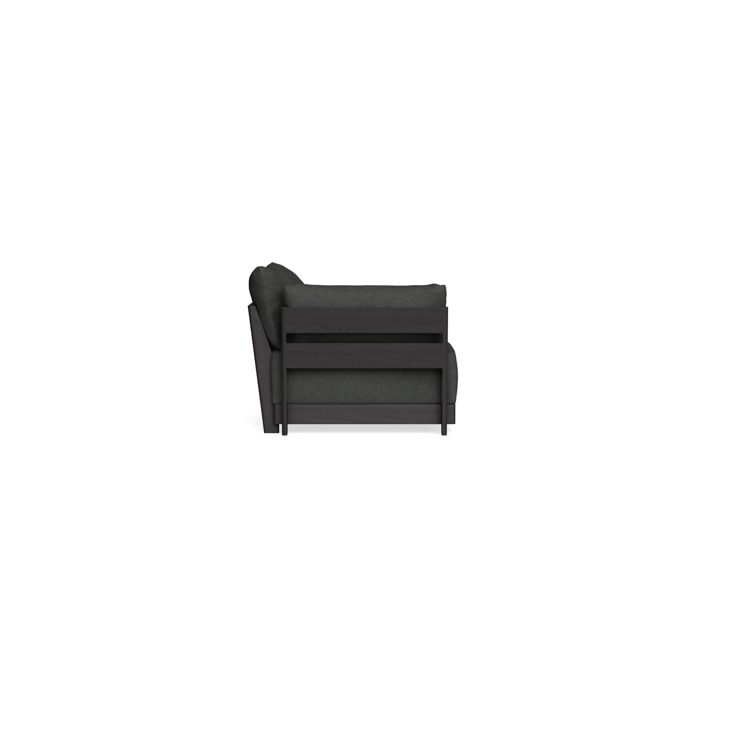Modular Bondi Black End Chair in Raven Gray | Memory Foam Blend