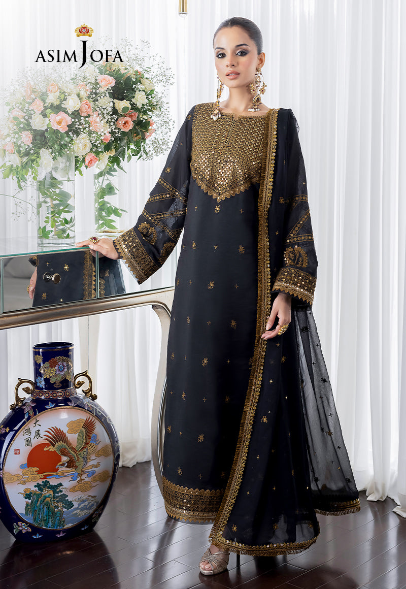 AJJM-14 EMBROIDERED CHANDERI COTTON 3 PCS