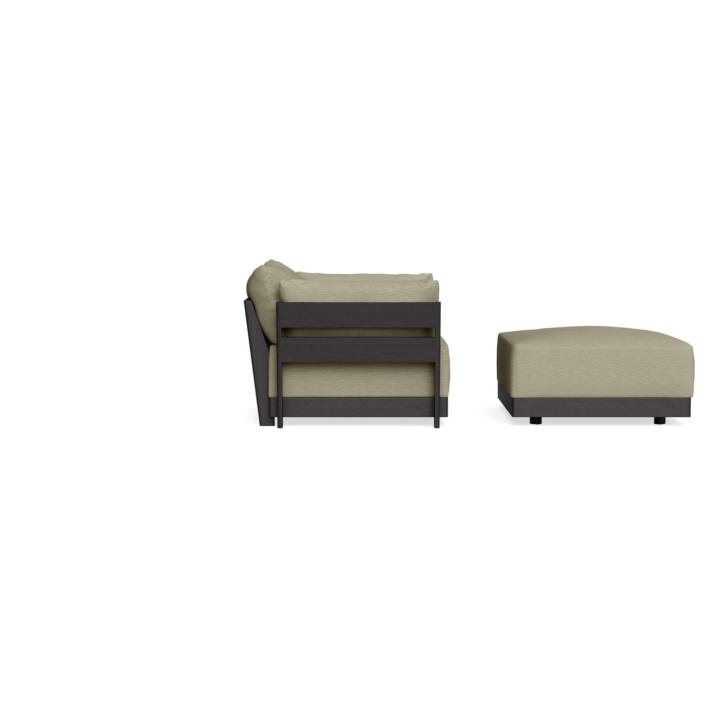 Modular Bondi Black Armchair + Ottoman in Cappuccino | Memory Foam Blend