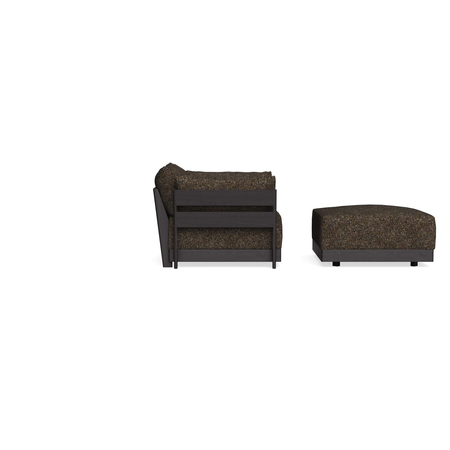 Modular Bondi Black Armchair + Ottoman in Phantom | Memory Foam Blend