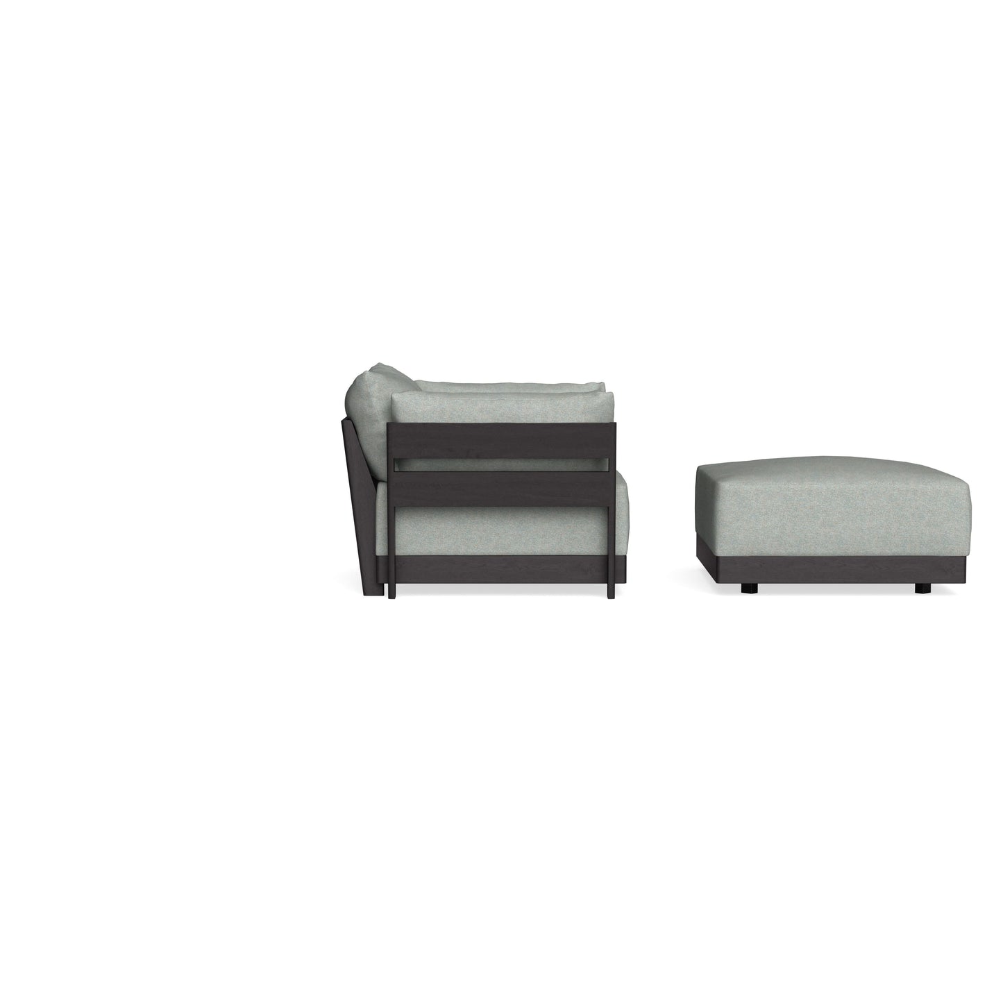 Modular Bondi Black Armchair + Ottoman in Spa | Classic Blend