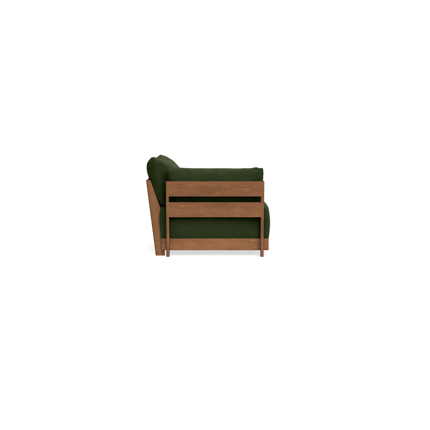 Modular Bondi Espresso End Chair in Tuscan Green | Memory Foam Blend