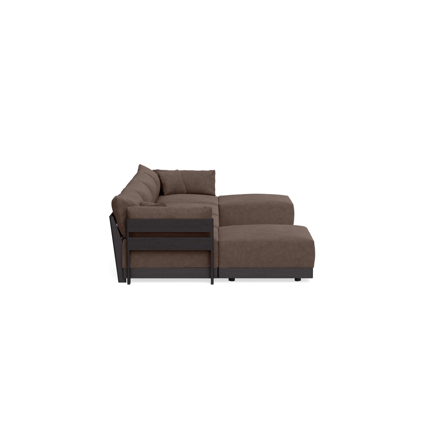 Modular Bondi Black 4-Seater U-Sectional in Chocolate | Memory Foam Blend