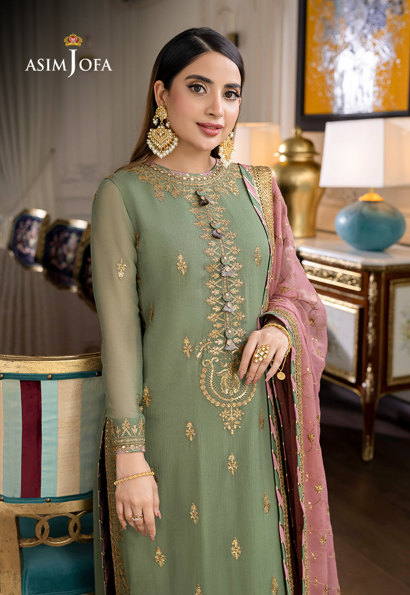 AJJM-19 EMBROIDERED CHIFFON , ORGANZA 3 PCS