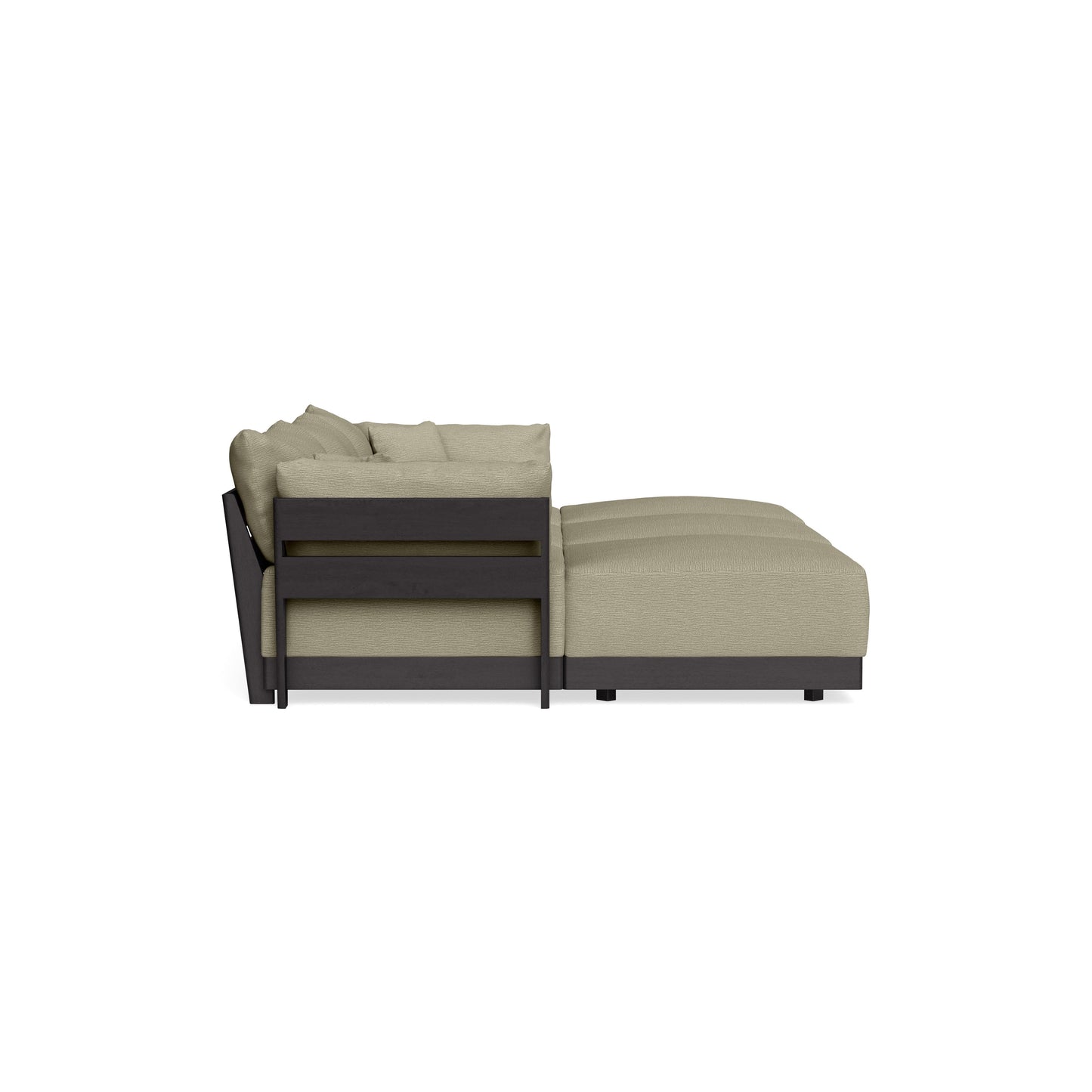 Modular Bondi Black 3-Seater Daybed Sofa Sectional in Cappuccino | Memory Foam Blend
