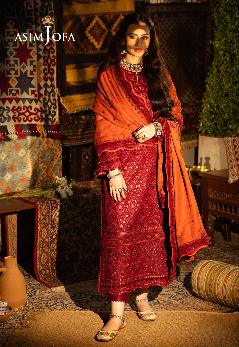 AJKTP-02 EMBROIDERED SELF TWILL 3 PCS STITCHED