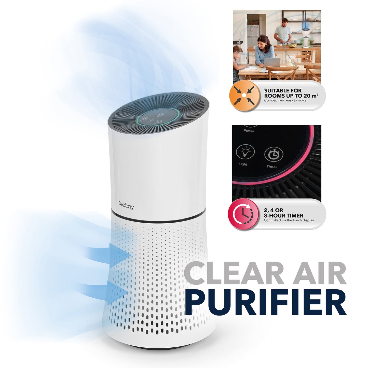 Beldray Total Air Purifier Lightweight/Compact 31.5x28x18cm